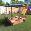 Kids Wooden Sandbox with Adjustable Canopy,Sandbox with Sunshade Cover &