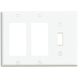 Leviton 3-Gang 1-Toggle 2-Decora/GFCI Device Combination Wallplate, Standard Size, Thermoset, Device Mount, 80431-W, White