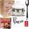 Bacon Grease Container with Strainer - With Food-Grade Silicone Spatula,
