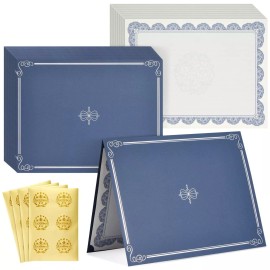Sustainable Greetings 24-Pack Navy Blue Certificate Holders Kit, Includes Covers, Letter-Size Certi...