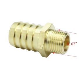 HongBoW Hardware 2 Pcs Brass Hose Fitting,Connector,Hose Barbed Adapter 3/4" Barb x 3/8 NPT Male Pipe(Thread O.D: 0.67")