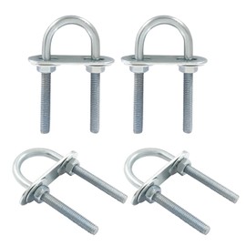 BokWin - 4 pernos redondos en U M6 Bend U de acero chapado en zinc con tuerca, placa, arandela (22 mm de ancho interior 70 mm de longitud)