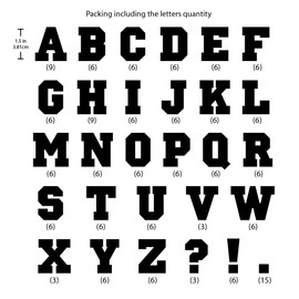 Magfok Iron-on Transfer Letters Black 1-1/2-Inch, 6 Sheet (Black or White Optional)