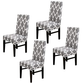 LSTHK Dining Chair Covers Set of 4, Stretch Dining Chair Protective Printed Slipcovers, Elastic Removable Washable Chair Protector Seat Covers for Dining Room Banquet Party Home Decor