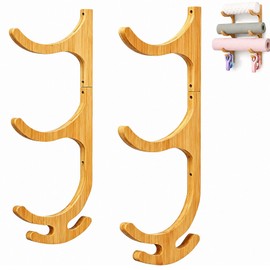 3-Tier Bamboo Yoga Mat Holder Wall Mount, Yoga Mat Storage Rack Organizer