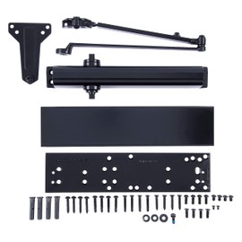 BRINKS Commercial - Heavy Duty All-in-One Commercial Door Closer, Matte Black Finish - Adjustable from Size 1 to Size 5 with a 180-Degree Opening Range