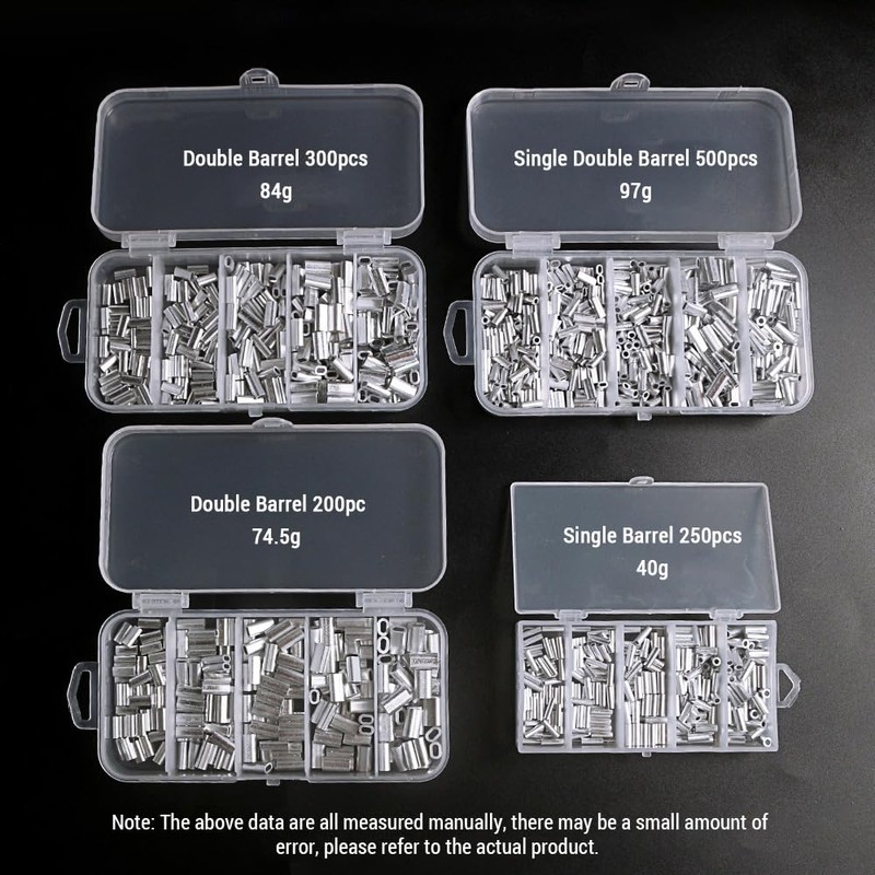 Mingzhe 200pcs Aluminum Crimp Sleeves Connector Kit 5 Sizes Double