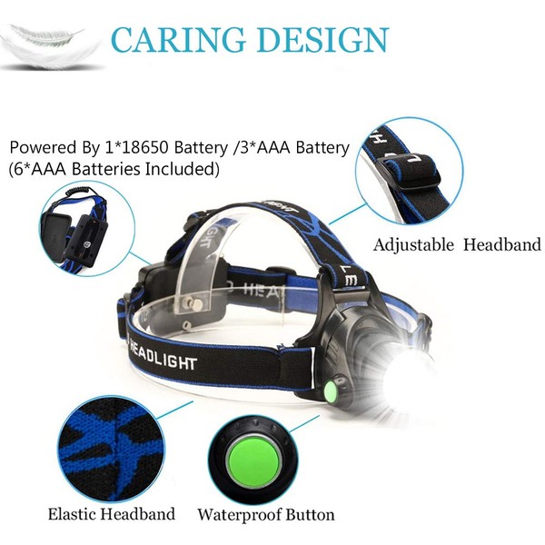 Ultra-bright XML T6 3000 Lumen 3 Mode Tactical Headlight with