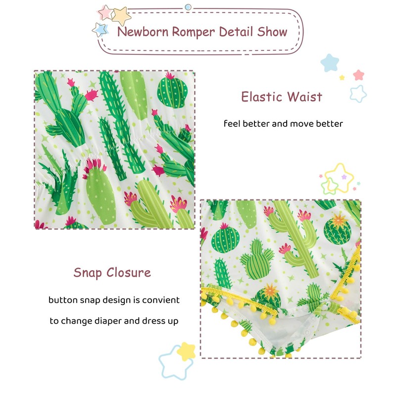 Baby Girl Rompers Summer Clothes Set Cute Cactus Bodysuit for