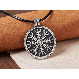 925 Sterling Silver Viking Protection Amulet - Aegishjalmur, Hand Hammered Norse Pendant Necklace