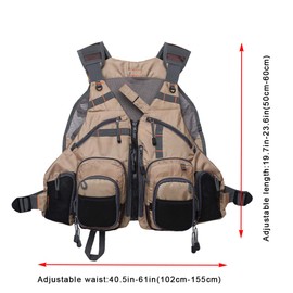Kylebooker - Chaleco de pesca con mosca ajustable para hombres y mujeres (caqui)