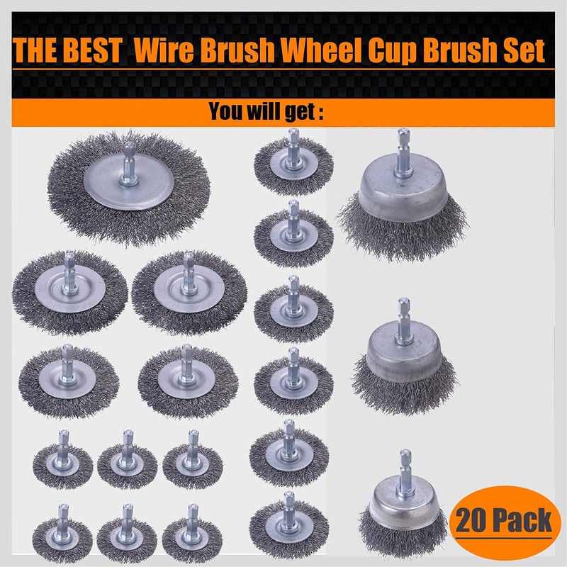 WENORA 20 Pack Wire Brush Wheel Cup Brush Set ,