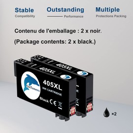 GoToners 405 XL Cartridges Compatible with Epson 405XL Black Printer Cartridges for Workforce Pro WF-3820 WF-3825 WF-4820 WF-4825 WF-4830 WF-7830 WF-7835 WF-7840 (2 Black)