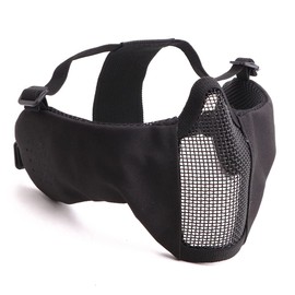 J-HARK Airsoft Mask Face Guard with Ears, Mesh, Metal Mesh, Anti-Fog Mask, Survival Game, Face Guard, Equipment (Black)