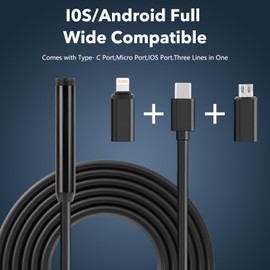 TAOPE Endoscope,7.9mm IP67 Waterproof Flexible Borescope,Inspection Camera,Endoscope Camera with Light,Snake Camera with 8 LED Ligths，10M