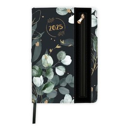 Trötsch Wochenplaner A5 mit Tasche Flowers black 2025: Wochenterminer