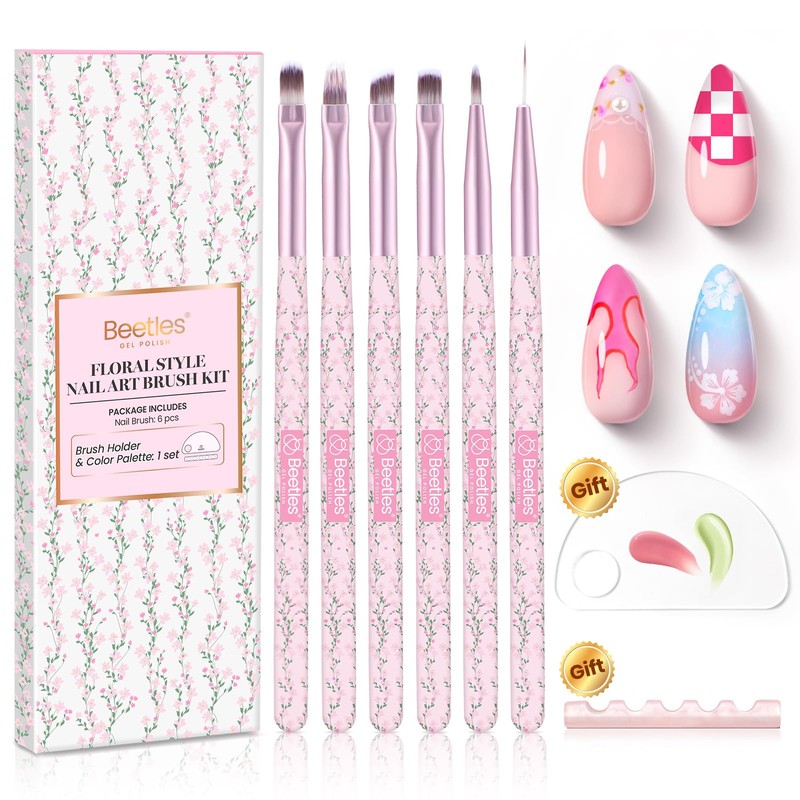 Beetles Gel Polish Nail Art Brushes Set - 6 Pcs