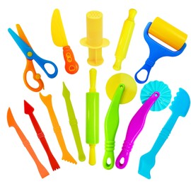 Dough Tool Set, 13Pcs Dough and Clay Play Tools Kit for Kids, Modeling Clay Accessories Includes Safety Scissors, Rolling Pins, Plastic Knife, Dough Extruder & Rollers