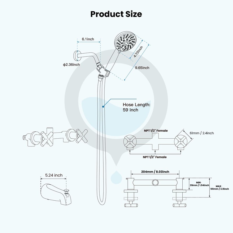 gotonovo 2 Handles Tub Shower Faucet Set,Bathtub Faucet Set with