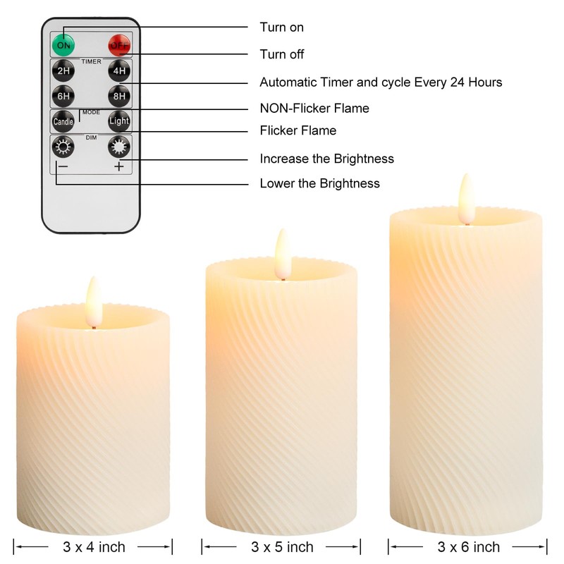 ANGELLOONG Flickering Flameless Candle with Remote, Real Wax Battery Operated
