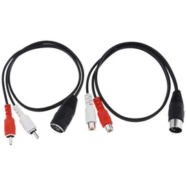 EMSea 2 x DIN 5 Pin to 2 RCA Cable Replacement 5-Pin DIN Male Female to 2 RCA Male Female Cable Accessories for Speaker HiFi Equipment Stereo System