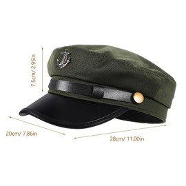 LOGOFUN Captain Hat Sailor Hat Cosplay Yacht Hat Navy Sailor Cap Sea Cap for Festival Party Cosplay Costume Prop - Green (56-58cm