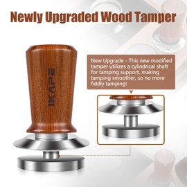 IKAPE 53.3mm Espresso Coffee Tamper, Spring-loaded Calibrated Tamper with Premium Stainless Steel, Newly Upgraded Walnut Tamper Compatible with 54 Breville Espresso Machine Bottomless Portafilter