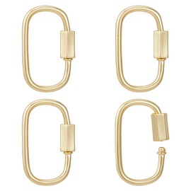 UNICRAFTALE About 5pcs Real 18K Gold Screw Keychain Carabiner Lock Clasps Brass Oval Screw Locking Clasp Clip Hook Quick Link for Jewelry Making Pendant Keyrings Handbag Accessory