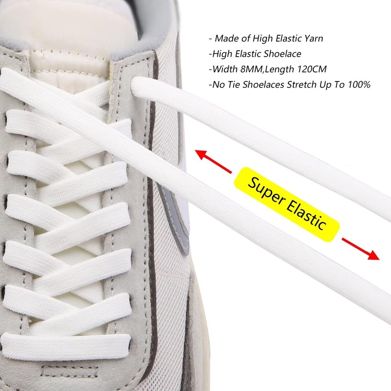 CCSOFTIME Elastic Shoelaces Without Tying for Children Adults, Flat Sneaker