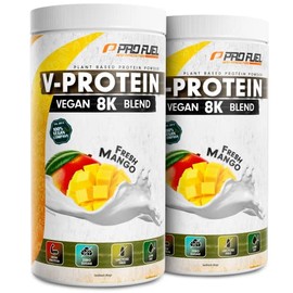 Vegan Protein MANGO 2x750g - V-Protein 8K Blend - unglaublich lecker & cremig - mit Protein aus Sonnenblume, Reis, Erbse, Hanf, K√ºrbis uvm. - pflanzliches Proteinpulver mit 78% Eiwei√ü