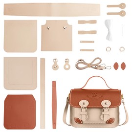WADORN DIY PU Leather Shoulder Bag Making Set, PU Leather Material Craft Tool Set Woman Handmade Satchel Handbag Making Kit 16x6.5x20cm for Handmade Craft Bag Making Accessories, Sienna