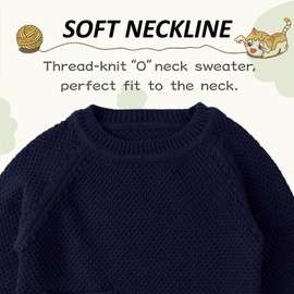 Peecabe Toddler Baby Girl Boy Cable Knit Sweater Cotton Infant Pullover Crewneck Long Sleeve Sweatshirt Fall Winter (3T, Navy)