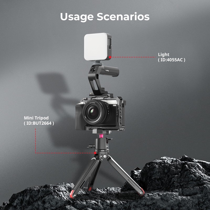 SMALLRIG 軽量NATOクランプトップハンドル 小型カメラトップグリップわずか119g ARRI用の位置決め穴付きハンドグリップとコールドシューマウント2つ NATOレール内蔵カメラケージ用 5977