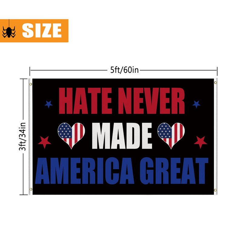 Human Rights Flag Liberal Flag Black Matrix Banner Hate Never