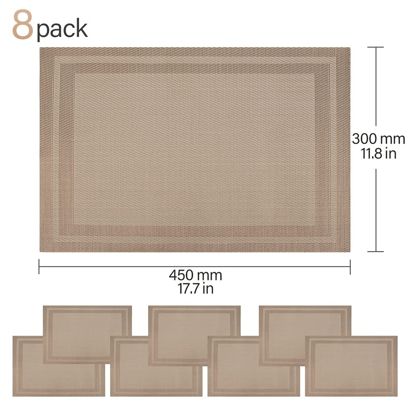 Heat-Resistant Crossweave Woven Dinning Table Set of 8 Placemat PVC