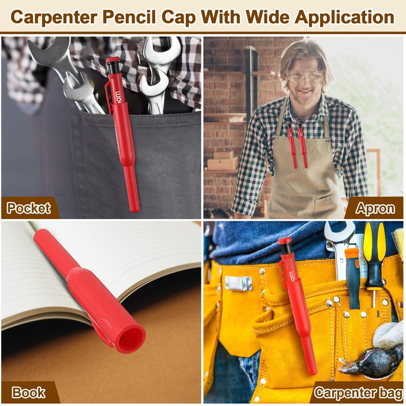 Hiboom 2 Pack Solid Carpenter Pencils with Pencil Cap and