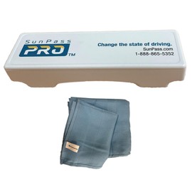 Sunpass Pro, Portable Toll Transponder for Any Car + 40x60 cm Microfiber Towel Bundle | Works in Florida + 21 Other States | EZPass Compatible | Ideal for rentals and Motorcycles