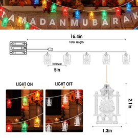 AceList 19.7Ft 40LED Ramadan Lantern String Lights, Ramadan Decorations for Home, Outdoor, USB and Battery Powered, Perfect for Eid Al-Fitr & Mubarak Celebration(Multicolor)