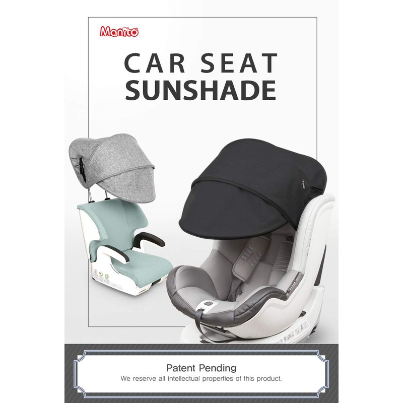 Manito Sun Shade Extender/Auxiliary Canopy for Car Seat (Charcoal Grey)