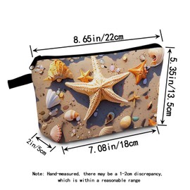 MoCaliduccious Shell Starfish Beach Elements Print Makeup Bag Outdoor Portable Women's Small Cosmetic Bag Travel Toiletry Bag Organizer
