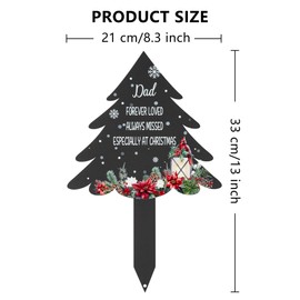 BUoonyer Christmas Stake Graves Cemetery Decorations - Dad Metal Memorial Grave Markers, Father Graveyard Sympathy Plaque, Xmas Tree Cardinals Remembrance Graveside Burial Decor Sign for Outdoor Yard