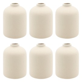 YANLING 6 Pack Small Vase for Flowers Boho Vases for Home Decor, Modern Light Yellow Ceramic Vases for Pampas Grass Simple Shelf Vase, Bud Vases for Wedding Dinner Table Party