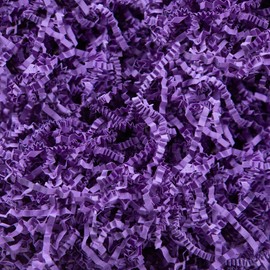 Gloreyan 1/2LB Crinkle Cut Paper Shred, Purple Raffia Paper Sherd Filler Grass for Gift Wrapping Basket Filling Birthdays Weddings Party Supply