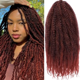 Samtress 18 Inch Marley Twist Braiding Hair Extension 8 Packs Afro Kinky Curly Marley Hair Crochet Braids Ombre Ginger Jumbo Braiding Hair Faux Locs Synthetic Braiding Hair for Women (#T350)