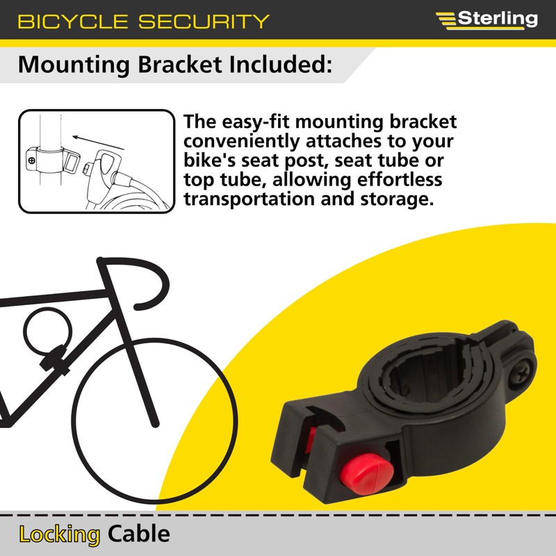 Sterling 1018K Self Coiling Locking Cable & Bike Mounting Kit,