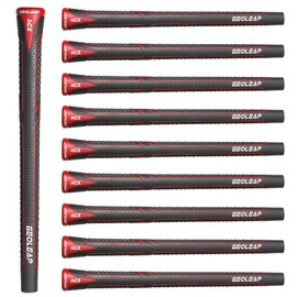 Geoleap ACX Rubber Golf Grips 10 Piece Set - High Traction and Feedback, Soft Golf Club Grips, Easy to Clean, 4 Colors to Choose (Black Red)
