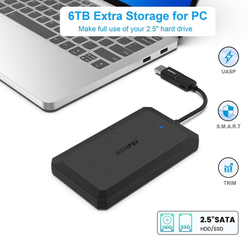 BENFEI 2.5 Inch SATA to USB Tool-Free External Hard Drive