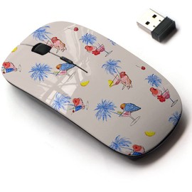 2.4G Wireless Mouse with Cute Pattern Design for All Laptops and Desktops with Nano Receiver - Trendy Colorful
