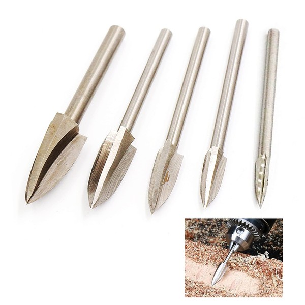 Wood Carving Drill Bits Set Tools, 5 PCS HSS Engraving