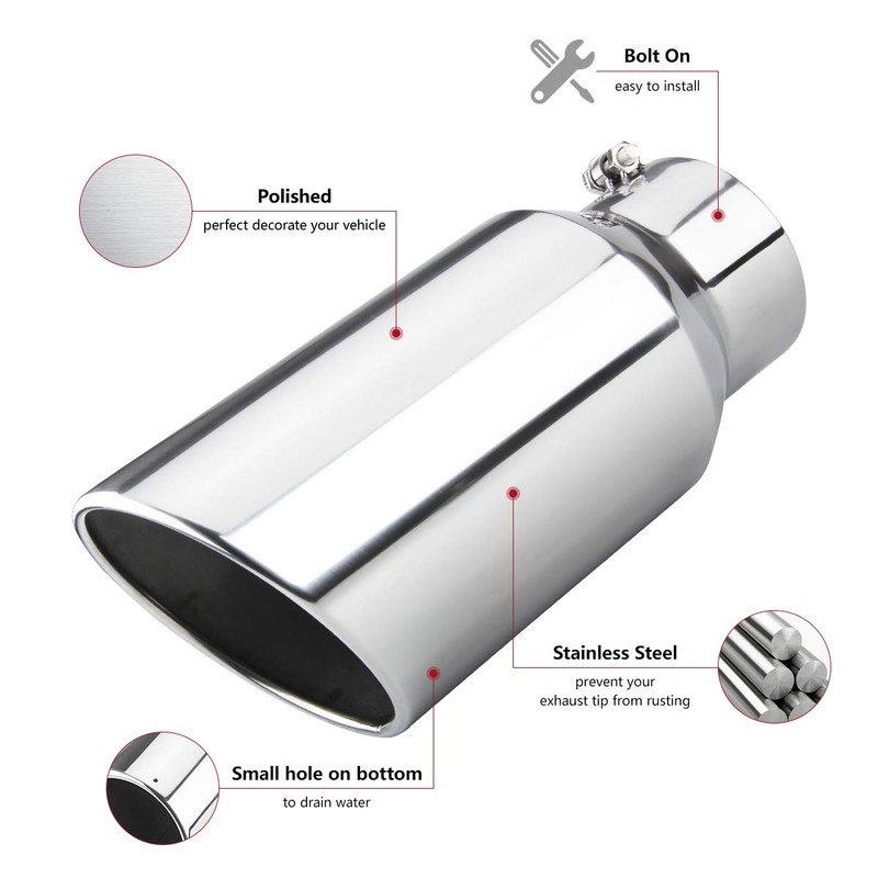 LCGP 5" inlet Universal Diesel Truck Exhaust Tip,Stainless Steel, 7"